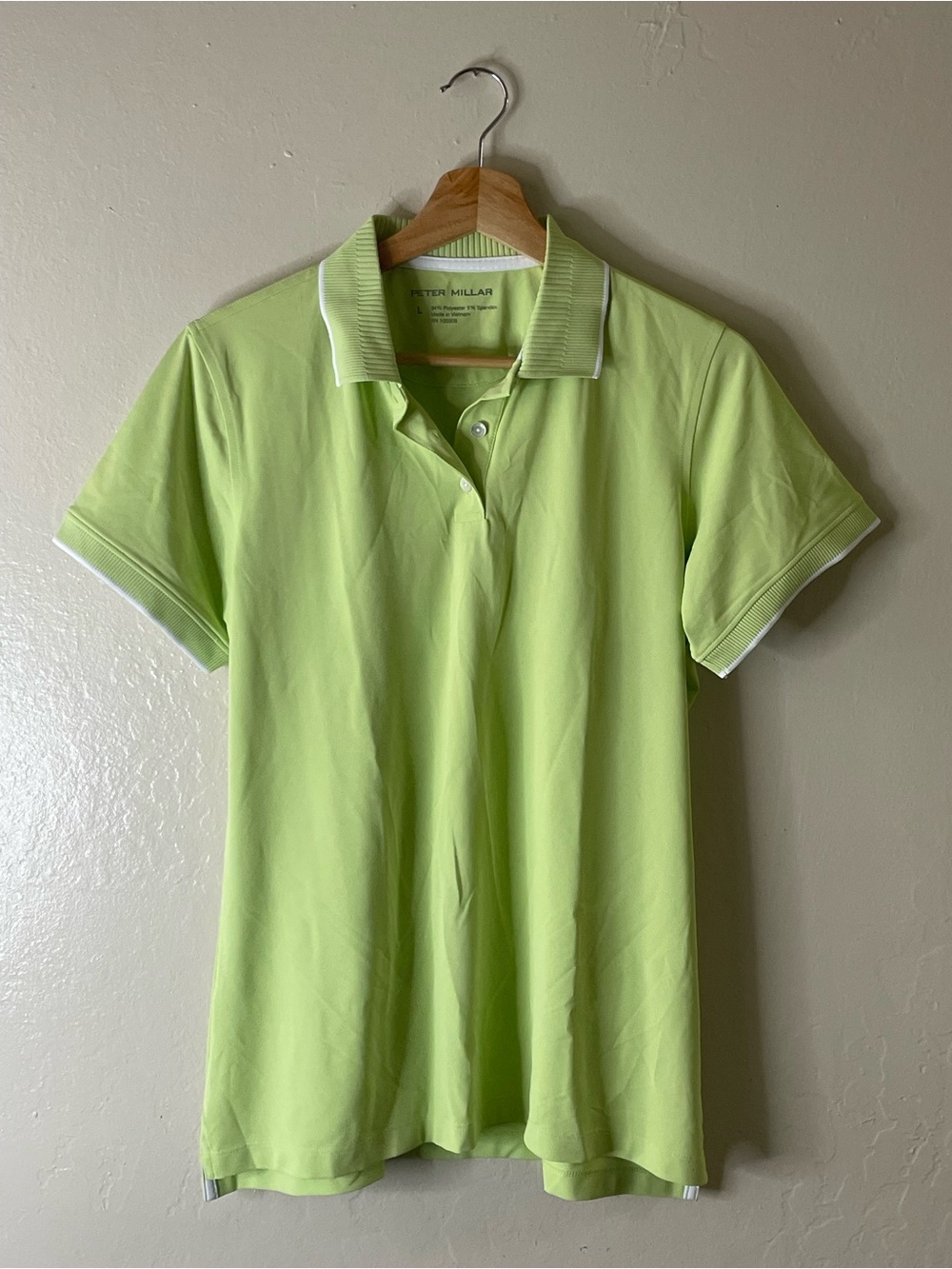Peter Miller performance lime green mash short sleeve polo shirt